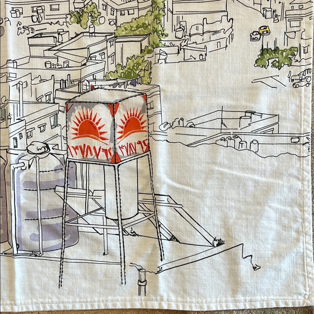 IKEA LOKALT Amman City White Cotton Linen Throw Blanket Embroidery Block Print - Picture 2 of 10